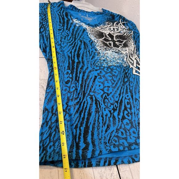 Rock & Roll Cowgirl BlackCross Blue Shirt Beads Graphic Wester 1X - Picture 12 of 12